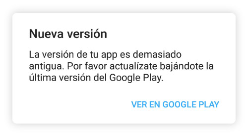 mensaje nueva version